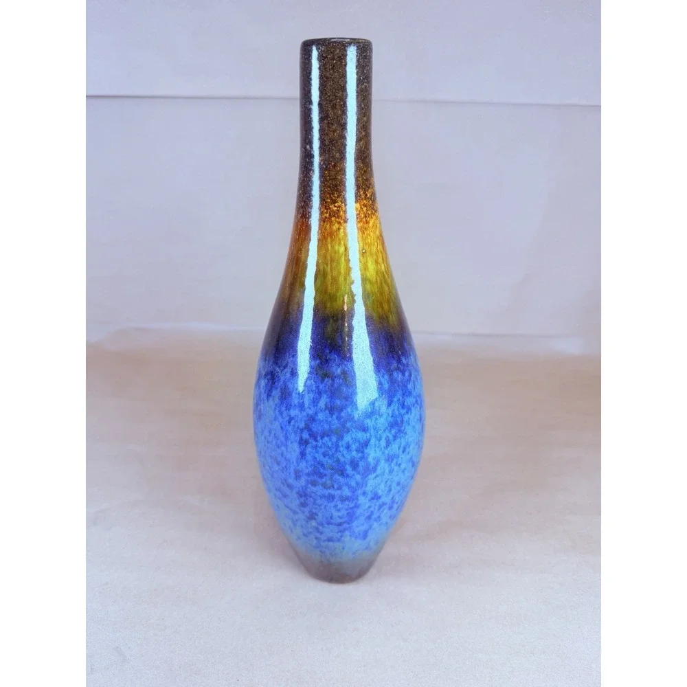 Blue Brown Reactive Glaze Ceramic Vase 12